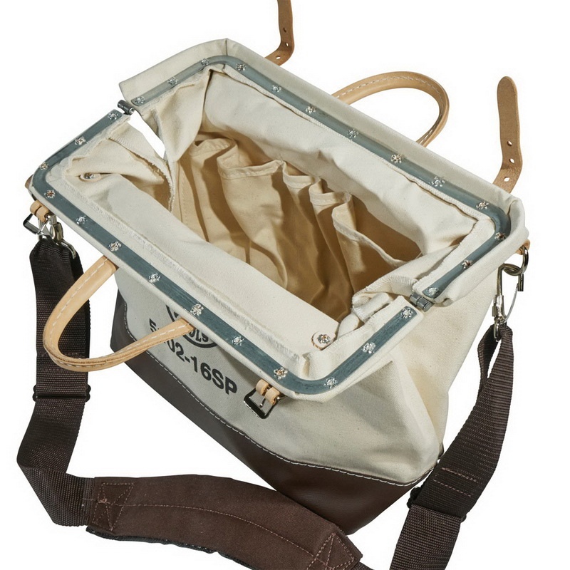 Klein Tools 5102 16sp Zipper Deluxe Tool Bag 8 Natural Canvas Vinyl Bottom 16 Inch X 6 14 Klein Tools 5102 16sp Zipper Deluxe Tool Bag 8 Natural Canvas Vinyl Bottom 16 Inch X 6 14