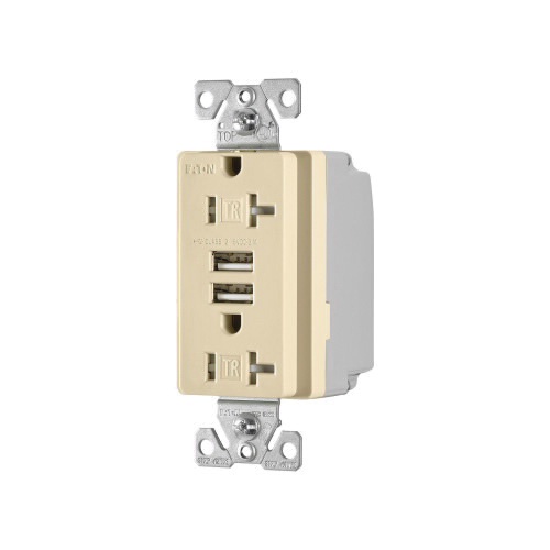 Cooper Wiring Devices 20 Amp White Decorator Duplex Electrical Outlet