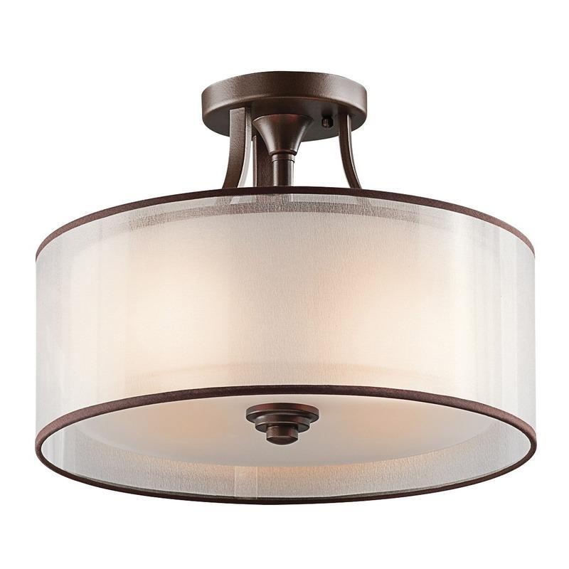 Kichler 42386miz 3 Light Semi Flush Mount Ceiling Fixture 100 Watt 120 Volt Mission Bronze Lacey