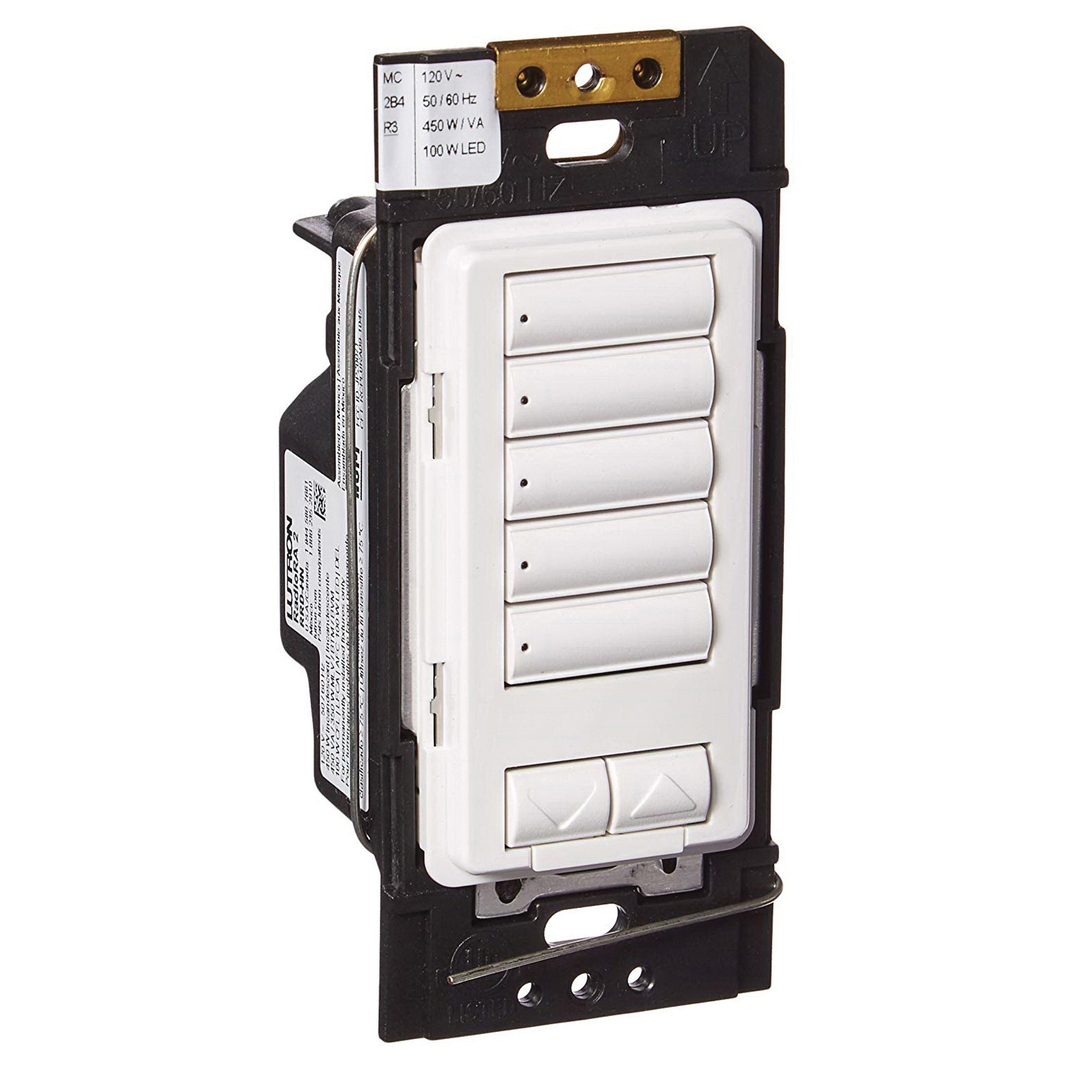 Lutron RRD-HN5BRL-WH Hybrid Keypad 120-Volt AC White RadioRA®2 CL®