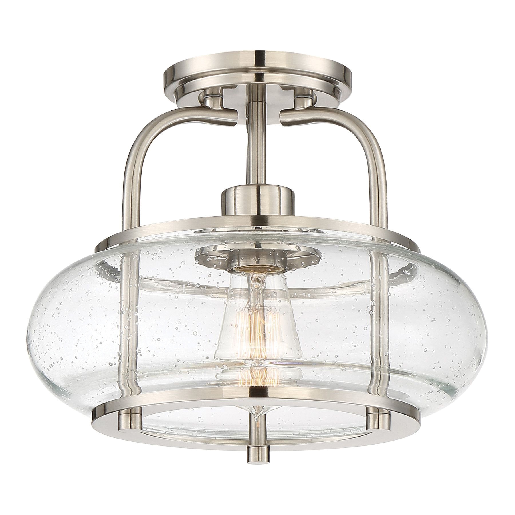 Quoizel Lighting Trg1712bn 1 Light Semi Flush Mount Fixture 60 Watt 120 Volt Brushed Nickel Trilogy Quoizel Lighting Trg1712bn 1 Light Semi Flush Mount Fixture 60 Watt 120 Volt Brushed Nickel Trilogy