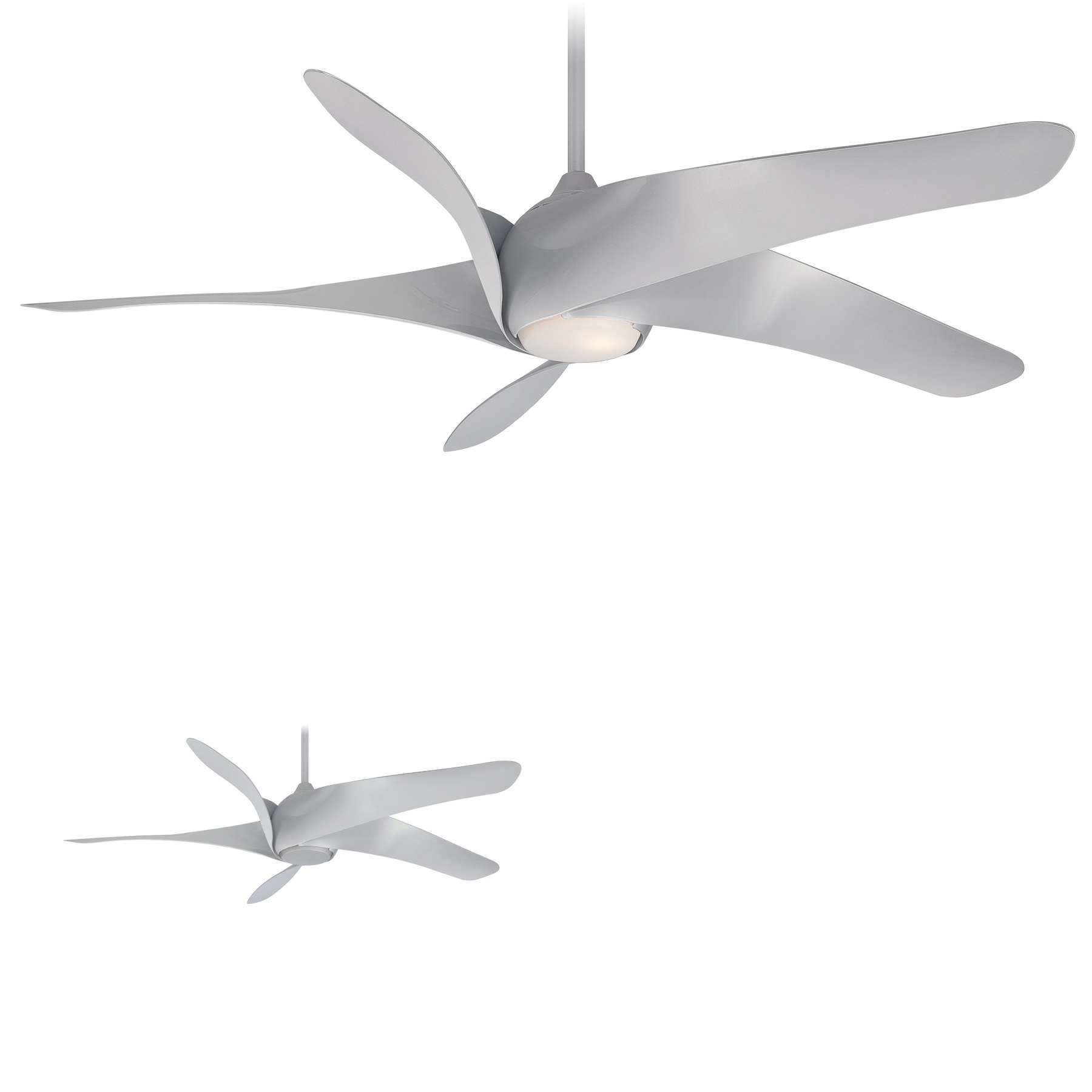 Minka Aire F905l Sl Ceiling Fan With Light 5 Blade 62 Inch Speed Silver Artemis Xl5