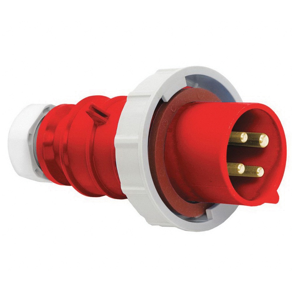 Hubbell Wiring 430p7w Watertight Iec Pin And Sleeve Plug 4 Wire 3 Pole 480 Volt 30 Amp Red