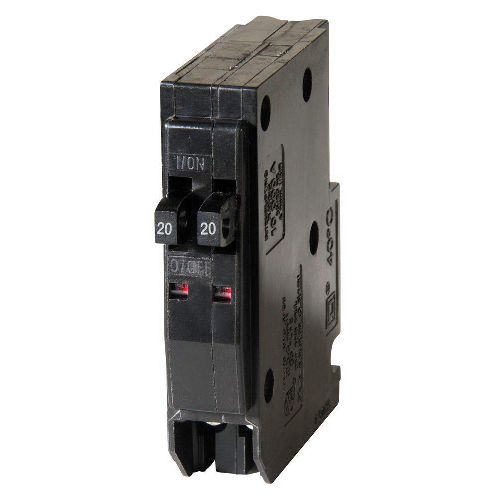 Square D QO2020 Plug-In Mount Tandem Miniature Circuit Breaker 2-Pole ...