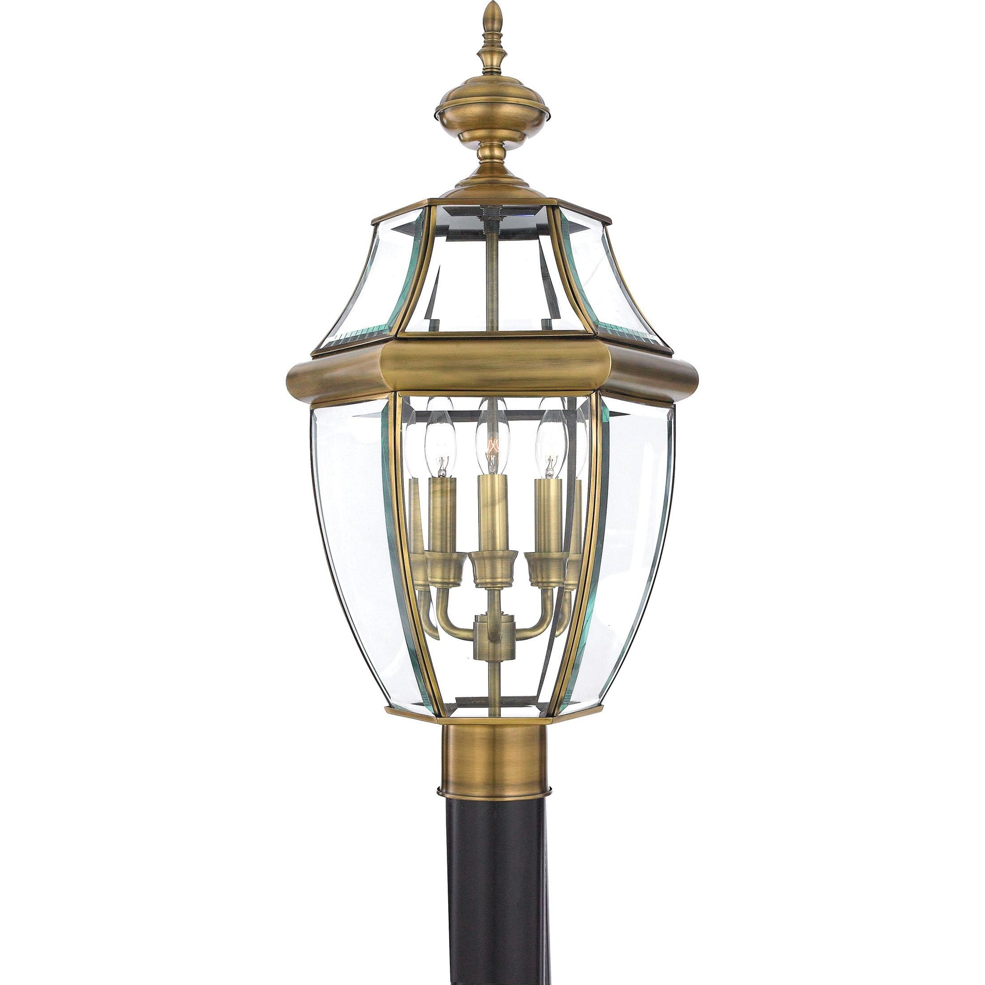 Quoizel Lighting Ny9043a 3 Light Outdoor Post Lantern 60 Watt 120 Volt Antique Brass Newbury
