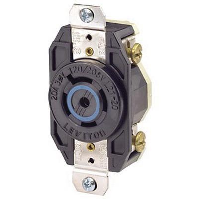 thumbnail image 2 of Leviton 2510 20 Amp Locking Receptacle - 120/208 Volt Industrial Grade Black 2 of 14