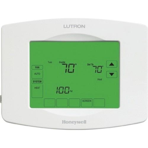 Lutron Lr Hwlv Hvac Wallmount Programmable Thermostat Volt Ac White Touchpro Wireless