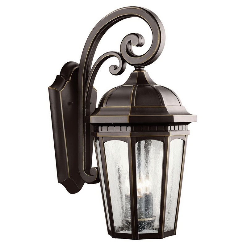 Kichler 9034RZ 3-Light Wall Light 180-Watt 120-Volt Rubbed Bronze Courtyard