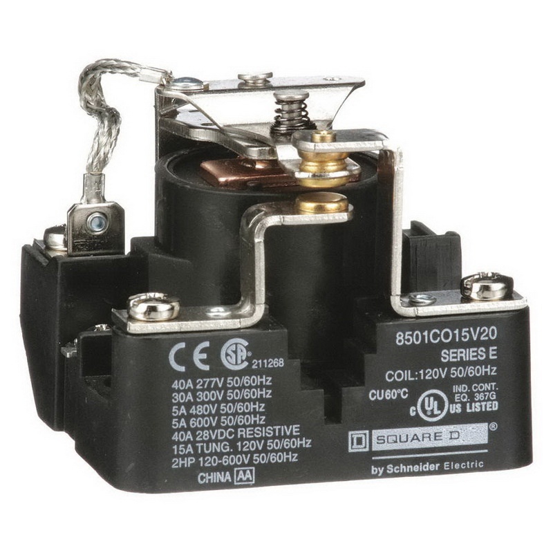 Square D 8501CO15V20 1-Pole 1 NO + 1 NC SPDT Power Relay 600-Volt AC 30 ...