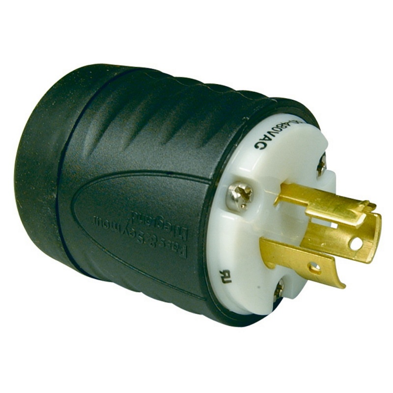 Pass & Seymour S2348-DF 2-Pole 3-Wire Non-NEMA Polarized Locking Plug 125 -  480-Volt 14-Amp Black/White