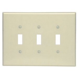 Leviton 86111 3-Gang Toggle Device Switch Wallplate Oversized Device Mount Ivory Thermoset