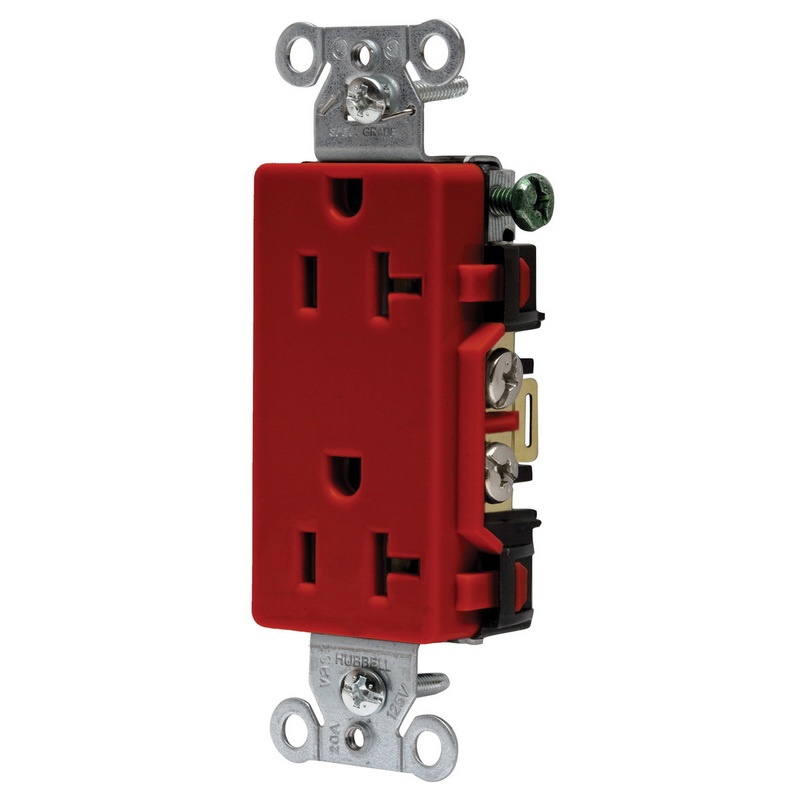 Hubbell-Wiring DR20R Commercial Grade Smooth Face Decorator Straight Blade Duplex Receptacle 20