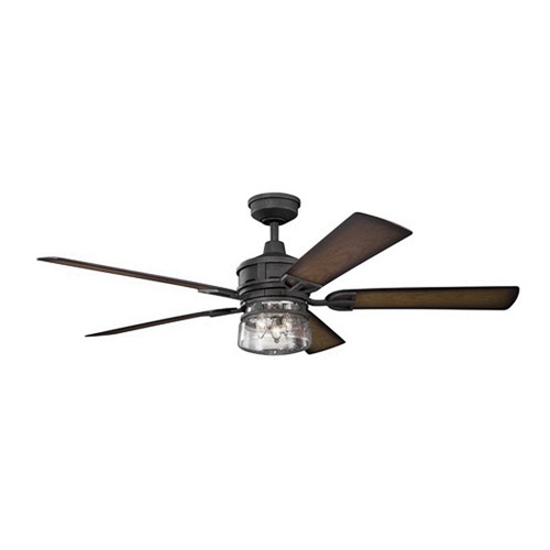 Kichler 310140dbk Ceiling Fan With Light 60 Inch 5 Blade 3 Speed Distressed Black Lyndon Patio