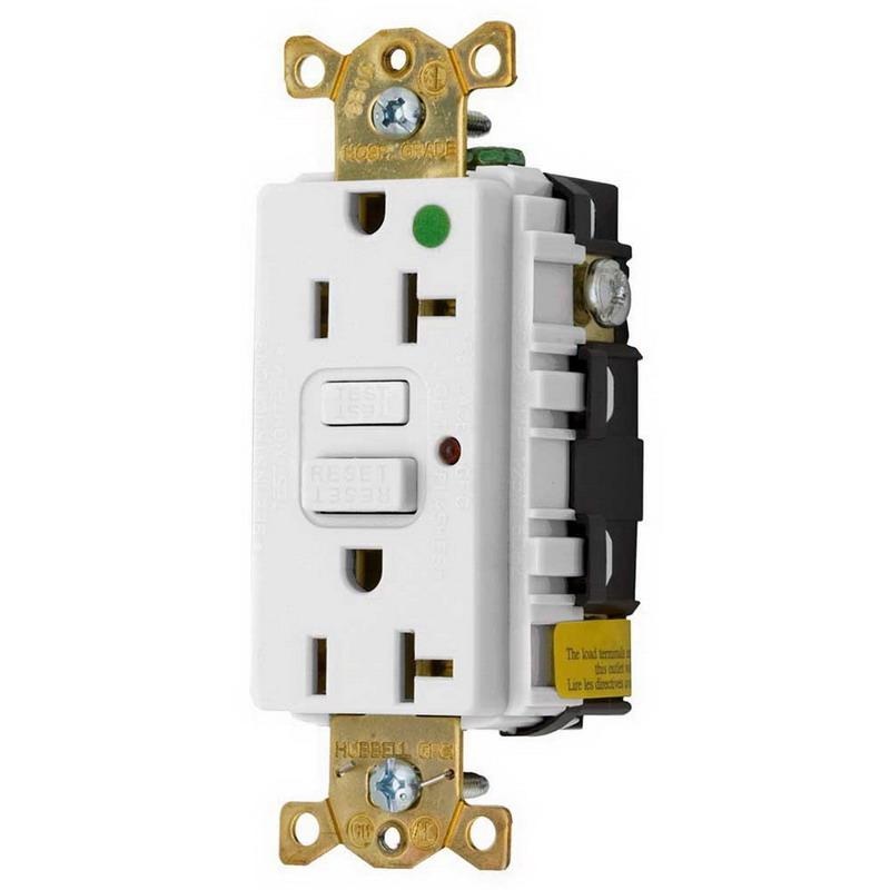 Gfci Receptacle 20 Amp U Ground: Hubbell-Wiring GFR8300HWLA Commercial/Hospital Grade GFCI