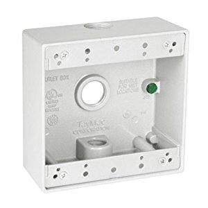 Raco DB350WH Powder Coated Die Cast Metal 2-Gang Weatherproof Outlet ...