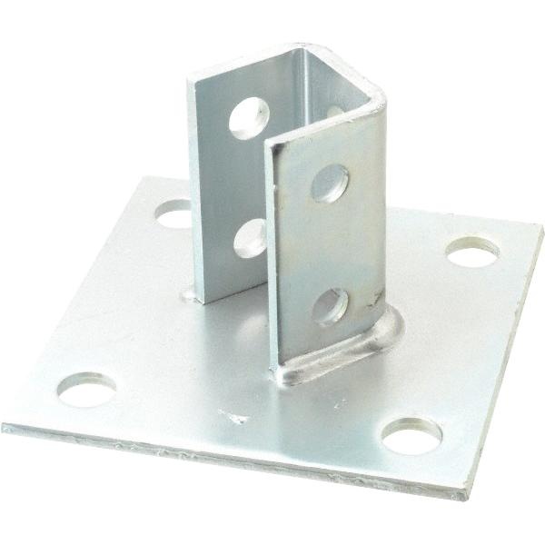 B-Line B280ZN Zinc Electroplated Steel Square 4-Hole U Post Base