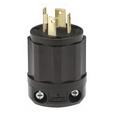 Leviton 2711-B 4-Wire 3-Pole Industrial Grade Locking Blade Plug 125/ ...