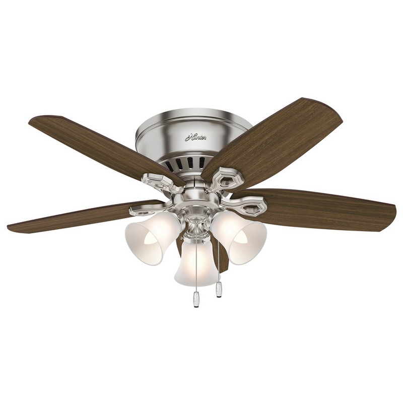 Hunter 51092 Builder Low Profile Ceiling Fan With Light 5 Blade 42