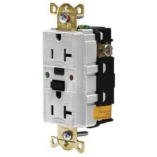 Gfci Receptacle 20 Amp U Ground: Hubbell-Wiring GF5362SGW Industrial Grade Extra Heavy-Duty