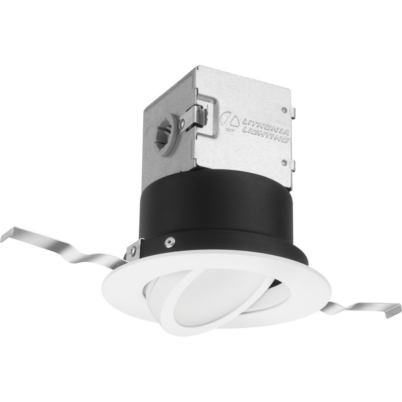 Lithonia Lighting 4JBK ADJ 30K 90CRI MW M6 Dimmable 4 Inch Remodel Direct Wire Adjustable Gimbal LED Recessed Down Light Round 120 Volt AC 8.2 Watt 3000K 620 Lumens Matte White OneUp HZ Electric Suppl...