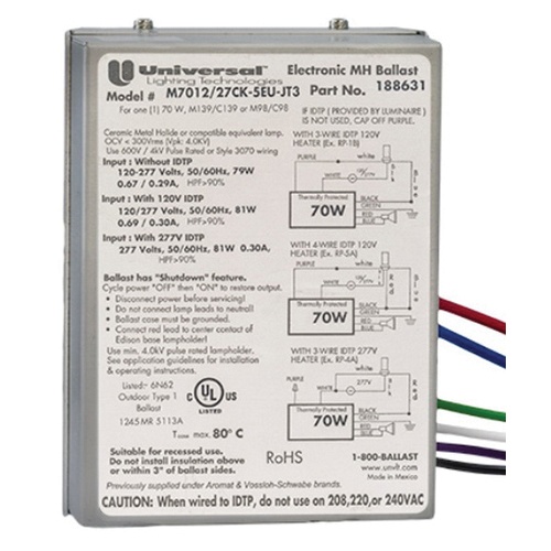Universal M7012-27CK-5EU BALLAST Electronic 70 WATT Metal Halide 120//277 volt